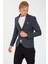 5135 Dar Kalıp Kareli Antrasit Erkek Blazer Ceket 1