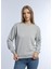 Kadın 3 Iplik Şardonsuz Bisiklet Yaka Sweatshirt Gri Melanj 2
