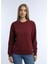 Kadın 3 Iplik Şardonsuz Bisiklet Yaka Sweatshirt Bordo 2