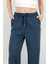 Kadın Beli Lastikli Bağcıklı Bol Paça Pantolon Lacivert - 4707 6