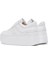 Kadın Beyaz Bağcıklı Kalın Tabanlı Deri Sneaker 25SFD370718 5