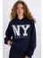 Loose Fit Kapüşonlu Baskılı Kalın Kumaş Sweatshirt E3332AXNS 4