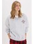 Coool Oversize Geniş Kalıp Fermuarlı Dik Yaka Baskılı Kalın Sweatshirt E9281AX25SP 1