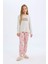 Kız Çocuk Pijama Takımı Ayıcık Baskılı Uzun Kollu Üst Beli Lastikli Uzun Alt D6320A8NS 1