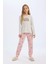 Kız Çocuk Pijama Takımı Ayıcık Baskılı Uzun Kollu Üst Beli Lastikli Uzun Alt D6320A8NS 2
