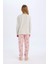 Kız Çocuk Pijama Takımı Ayıcık Baskılı Uzun Kollu Üst Beli Lastikli Uzun Alt D6320A8NS 5