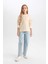 Kız Çocuk Relax Fit Bisiklet Yaka Çizgili Sweatshirt D6503A8NS 2