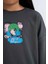 Kız Çocuk Relax Fit Bisiklet Yaka Baskılı Sweatshirt D6495A8NS 5