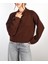 Kadın Kahverengi Crop Yumuşak Oversize Kazak 1