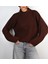 Kadın Kahverengi Crop Yumuşak Oversize Kazak 2
