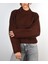 Kadın Kahverengi Crop Yumuşak Oversize Kazak 3