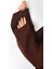 Kadın Kahverengi Crop Yumuşak Oversize Kazak 4