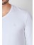 V Yaka Uzun Kollu T-shirt NP-Trelargo - Ekru 4