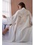 Kadın Natur Keten Sırtı Nakışlı Inci Detaylı Uzun Kimono Ceket 29001 2