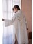 Kadın Natur Keten Sırtı Nakışlı Inci Detaylı Uzun Kimono Ceket 29001 4