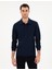 Erkek Lacivert Slim Fit Kıvrılmaz Yaka Sweatshirt 50307408-VR033 1