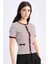 Slim Fit Dar Kesim Bisiklet Yaka Çizgili Fitilli Kaşkorse Kısa Kollu Tişört C2566AX25SP 1