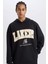 Defacto Fit Nba Los Angeles Lakers Oversize Geniş Kalıp Kapüşonlu Skuba Dalgıç Kumaş Sporcu Sweatshırt D6709Ax25Sp 4