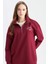 Regular Fit Fermuarlı Dik Yaka Baskılı İçi Yumuşak Tüylü Kalın Sweatshirt Tunik E8846AX24CW 1