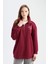 Regular Fit Fermuarlı Dik Yaka Baskılı İçi Yumuşak Tüylü Kalın Sweatshirt Tunik E8846AX24CW 3