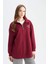 Regular Fit Fermuarlı Dik Yaka Baskılı İçi Yumuşak Tüylü Kalın Sweatshirt Tunik E8846AX24CW 4