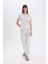 Pijama Takımı Bisiklet Yaka Kısa Kollu Üst Beli Lastikli Uzun Alt-Fall in Love E5820AX25SP 2