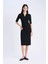 Bodycon Vücudu Saran Polo Yaka Fitilli Kaşkorse Kısa Kollu Midi Elbise E6806AX25SP 1