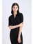 Bodycon Vücudu Saran Polo Yaka Fitilli Kaşkorse Kısa Kollu Midi Elbise E6806AX25SP 4