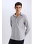 Modern Fit Polo Yaka Basic Düz Uzun Kollu Gömlek E5045AX25SM 3