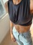 Kadın Antrasit Burgulu Crop Top 3