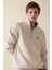 Comfort Regular Fit Rahat Kalıp Fermuarlı Dik Yaka Baskılı Sweatshirt C6132AX24AU 1