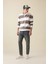 Boxy Fit Fermuarlı Dik Yaka Çizgili Sweatshirt C7045AX24AU 2