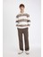 Boxy Fit Fermuarlı Dik Yaka Çizgili Sweatshirt C7045AX24AU 5