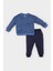 Erkek Bebek 2'li Takım Bisiklet Yaka Çizgili Sweatshirt Beli Lastikli Eşofman Altı D7750A525SP 3