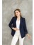 Kadın Düğmesiz Cepli Astarlı Katlanılabilir Kol Blazer Ceket 4