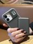 Apple iPhone 16 Plus Uyumlu Kamera Çerçeve Standlı Gri Karbon Deri Cüzdanlı Kılıf 4