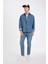 %100 Pamuk Oversize Geniş Kalıp Pamuklu Jean Uzun Kollu Gömlek C7538AX24AU 5