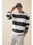 Antrasit Boxy Fit Bisiklet Yaka Çizgili Sweatshirt A9066AX24AU 3
