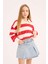 Kız Çocuk Relax Fit Polo Yaka Çizgili Sweatshirt D7443A825SP 4