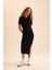 Fitted Polo Yaka Kısa Kollu Yırtmaçlı Midi Triko Elbise D4914AXNS 1