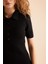 Fitted Polo Yaka Kısa Kollu Yırtmaçlı Midi Triko Elbise D4914AXNS 3