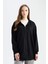 Relax Fit Kapüşonlu Basic Düz Fermuarlı Tunik Sweatshirt 3