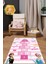 Dijital Baskılı Kraliçeli Seksek Model Yıkanabilir Kaymaz Taban Çocuk Odası Halısı, Çocuk-76-Pembe, 5