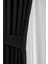 Siyah Şık Doğal Keten Fon Perde - Tek Kanat ve Bağlama Koluyla Beraber 1