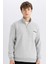 Relax Fit Fermuarlı Dik Yaka Baskılı Kalın Sweatshirt D2165AX24AU 1