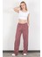 Kadın Beli Lastikli Bol Paça Cep Detaylı Pantolon Lila - 25576 1