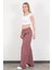 Kadın Beli Lastikli Bol Paça Cep Detaylı Pantolon Lila - 25576 3