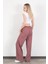 Kadın Beli Lastikli Bol Paça Cep Detaylı Pantolon Lila - 25576 4