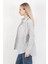 Kadın Fiyonk Baskılı Oversize Çizgili Gömlek Siyah Beyaz - 71567 4