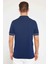 Erkek Slim Fit Dar Kesim %100 Pamuk Düz Pike Fermuarlı Lacivert Polo Yaka Tişört 5